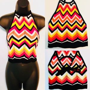 Bohemian Chevron Printed Halter Crop Top